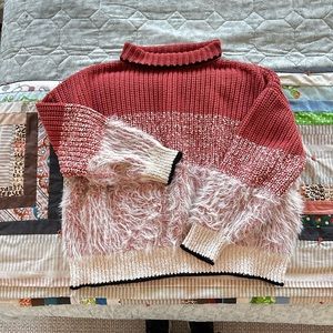 Medium Lush Striped fuzzy knit sweater